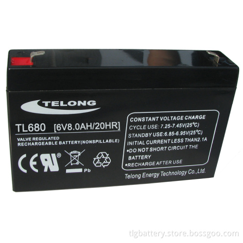 Valve Regulated Lead Acid Battery 6V 8ah for UPS